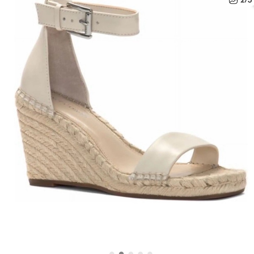 Vince Camuto Cream Espadrille Wedge Sandals